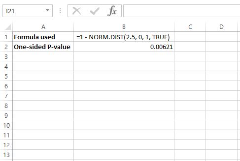 Как найти P-значение из Z-оценки в Excel