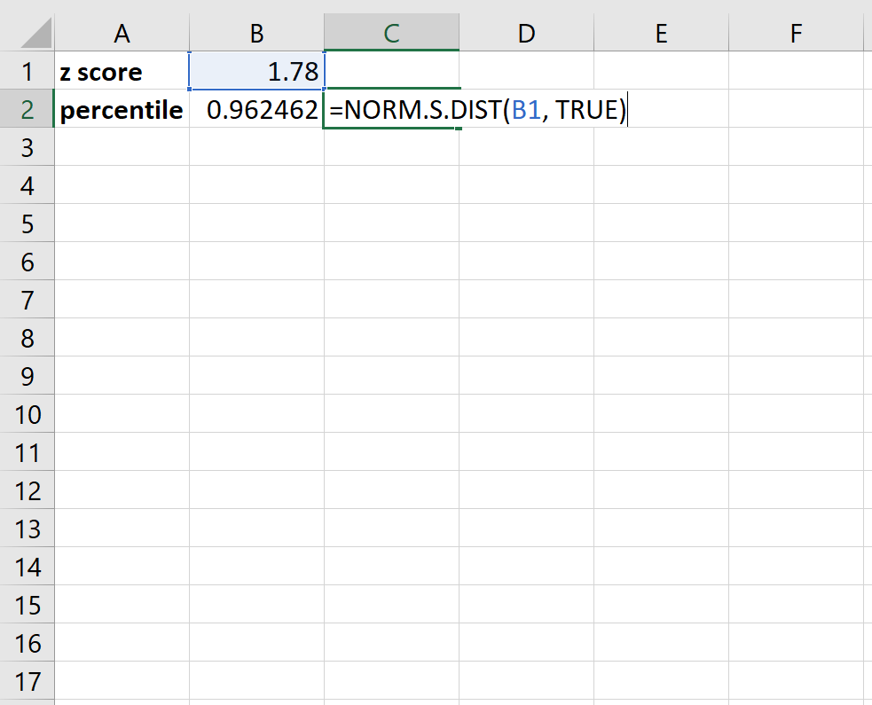 Как преобразовать Z-баллы в процентили в Excel