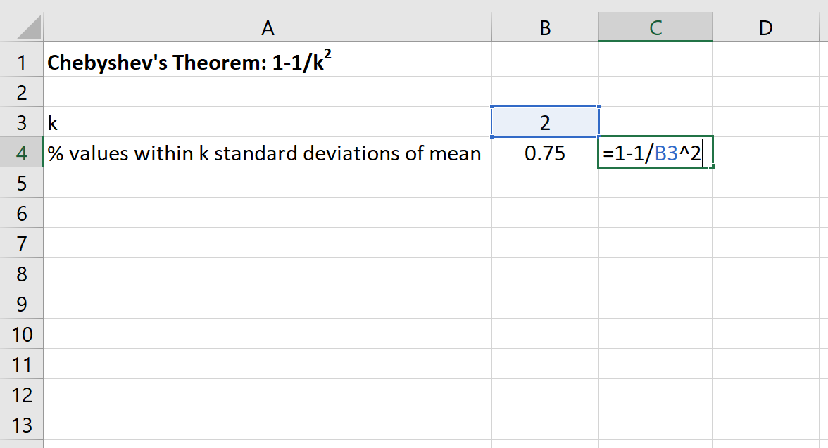 Как применить теорему Чебышева в Excel