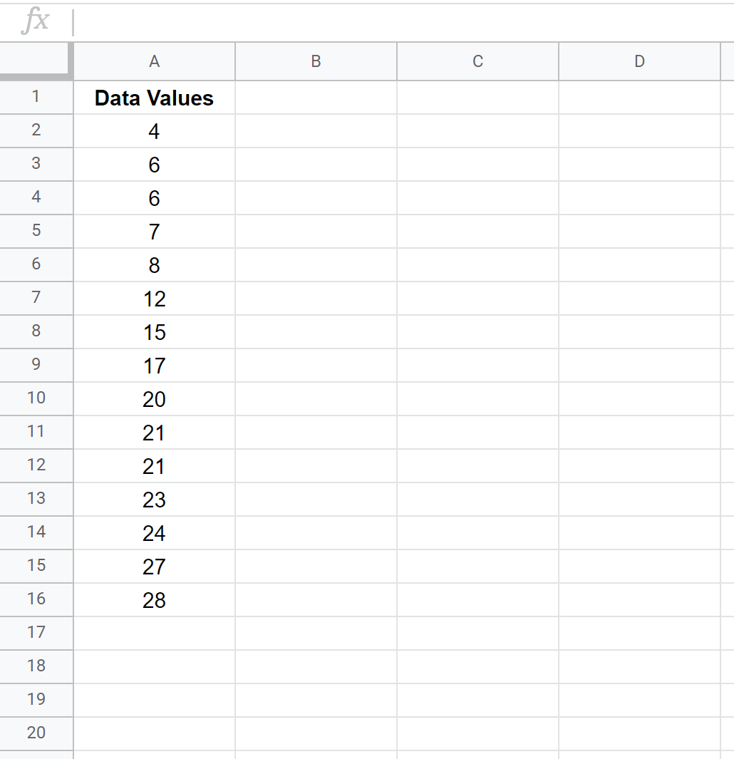 Как рассчитать сводку из пяти чисел в Google Sheets