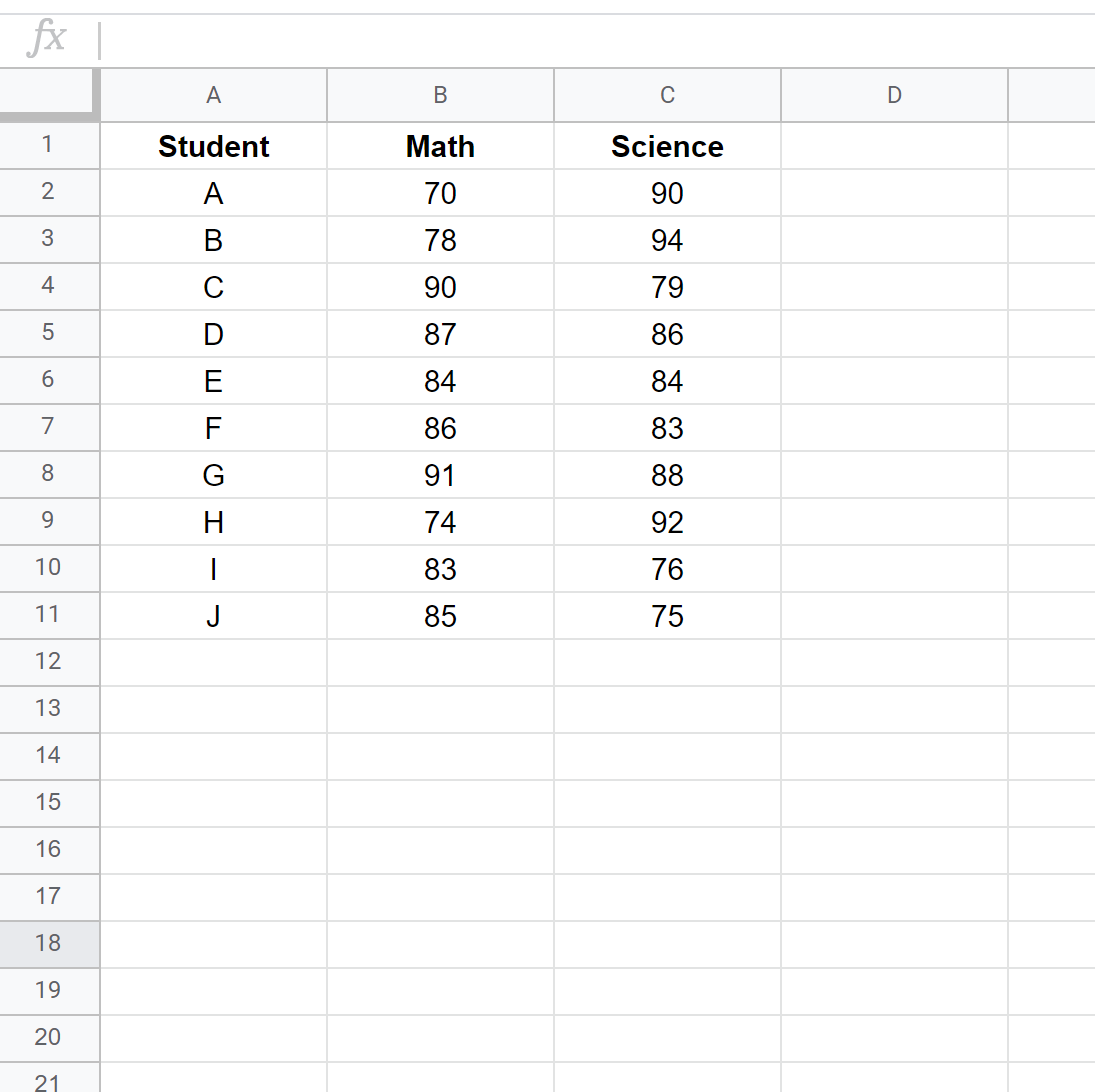 Как рассчитать ранговую корреляцию Спирмена в Google Sheets