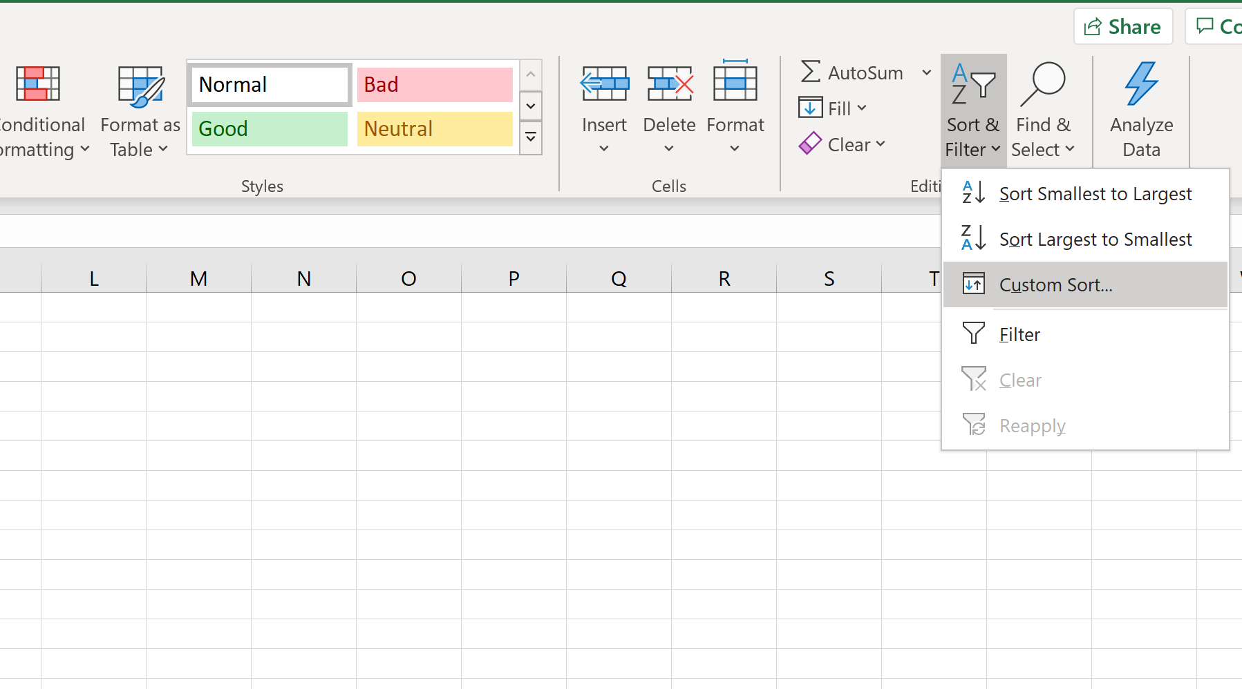 Как сортировать по нескольким столбцам в Excel