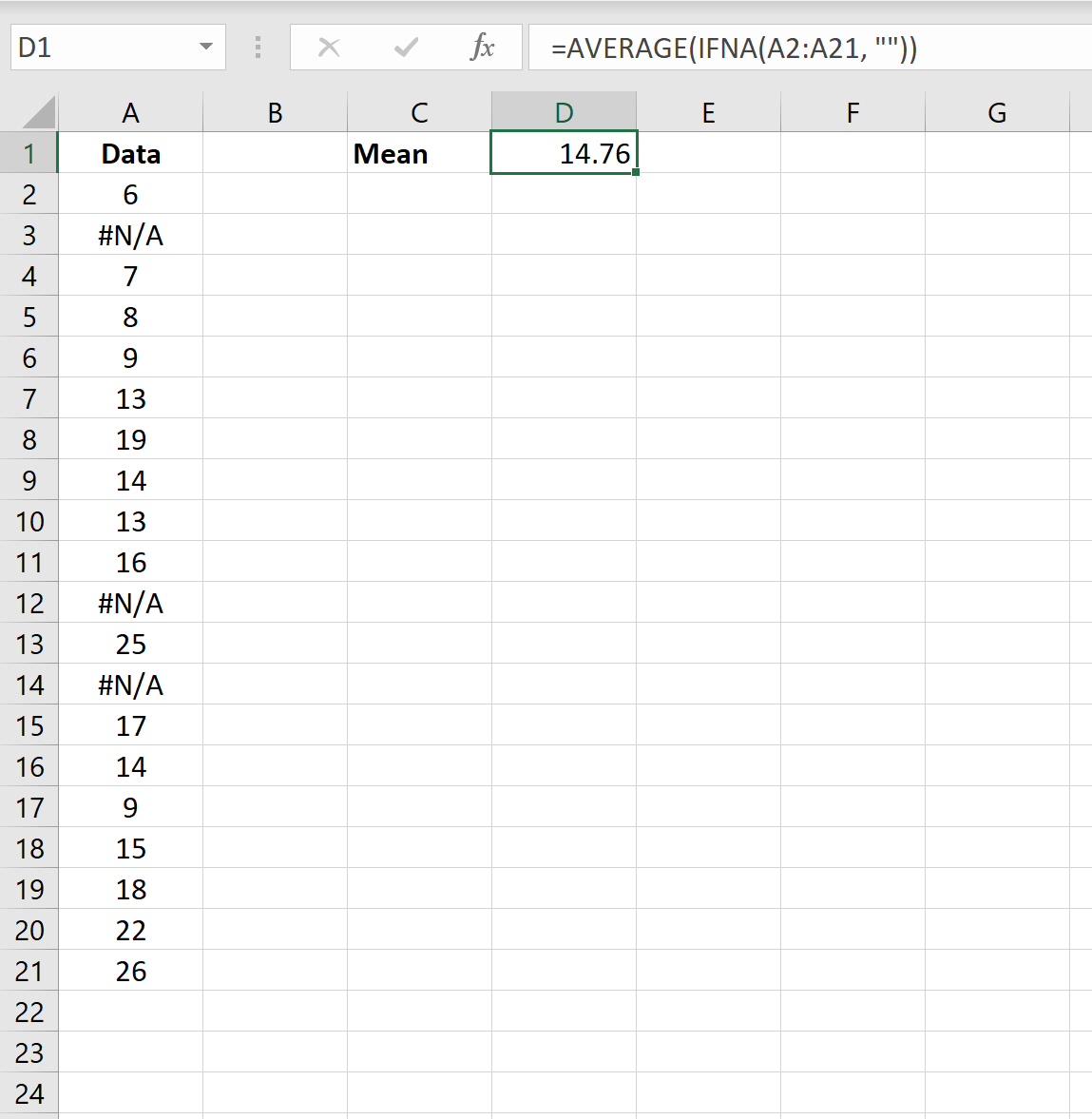 Как игнорировать значения #N/A при использовании формул в Excel