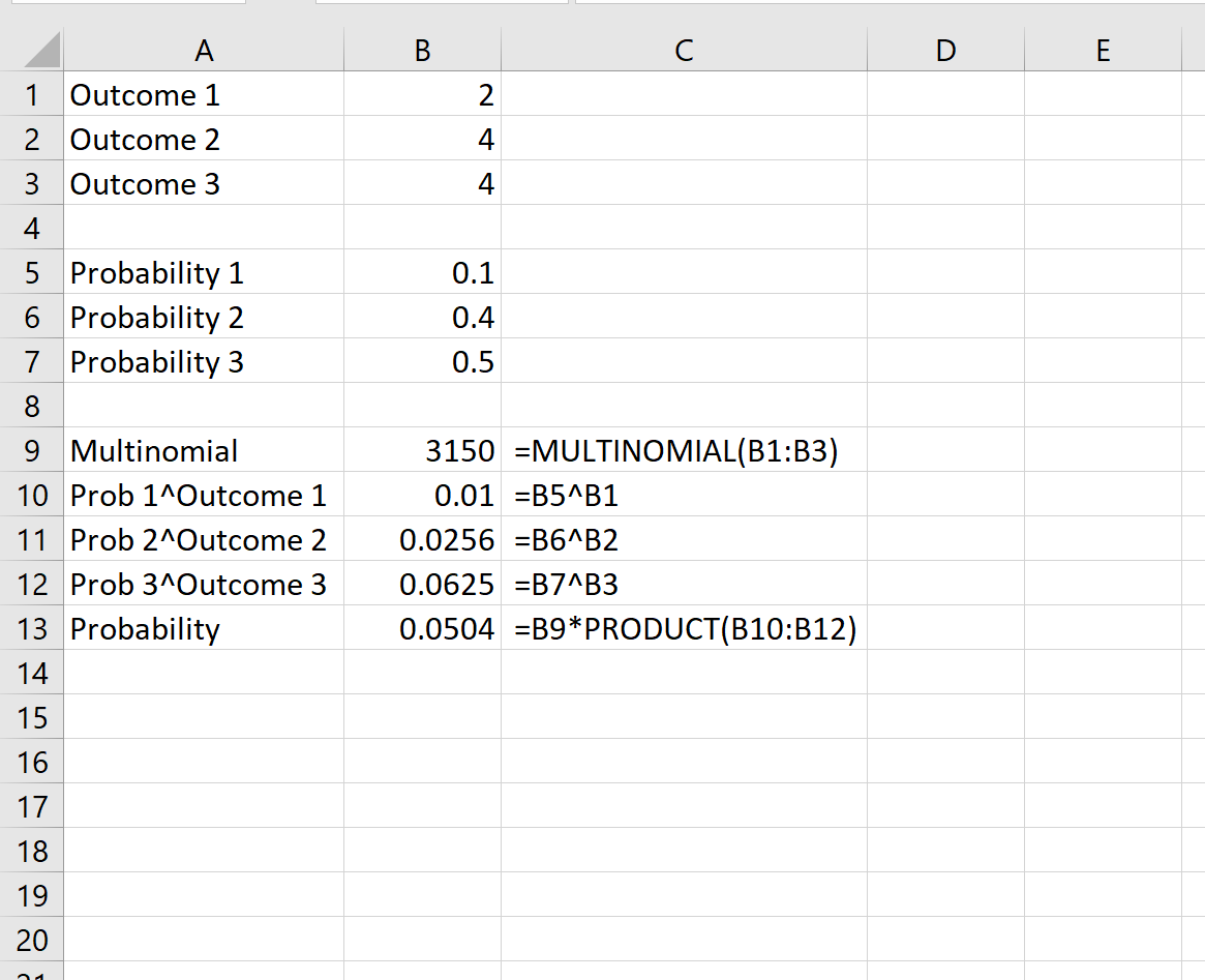 Как использовать полиномиальное распределение в Excel