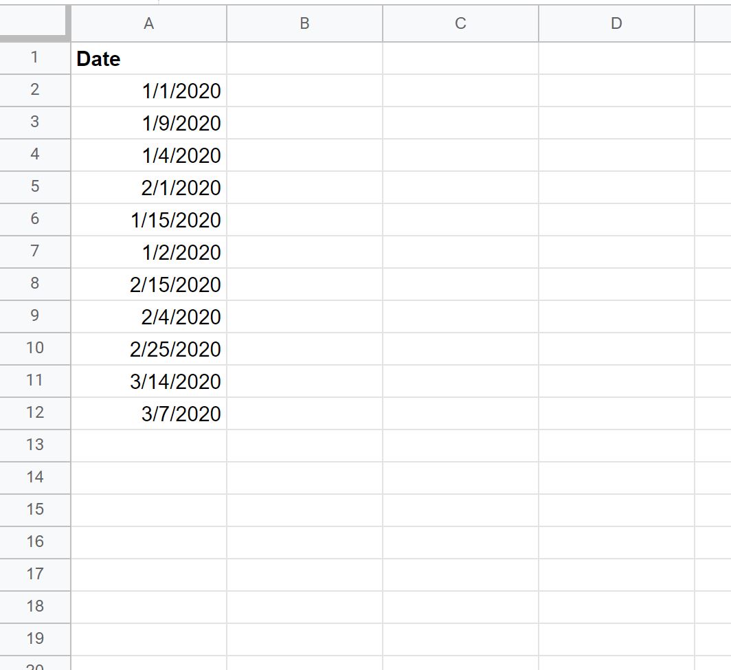 Как сортировать по дате в Google Таблицах (с примером)