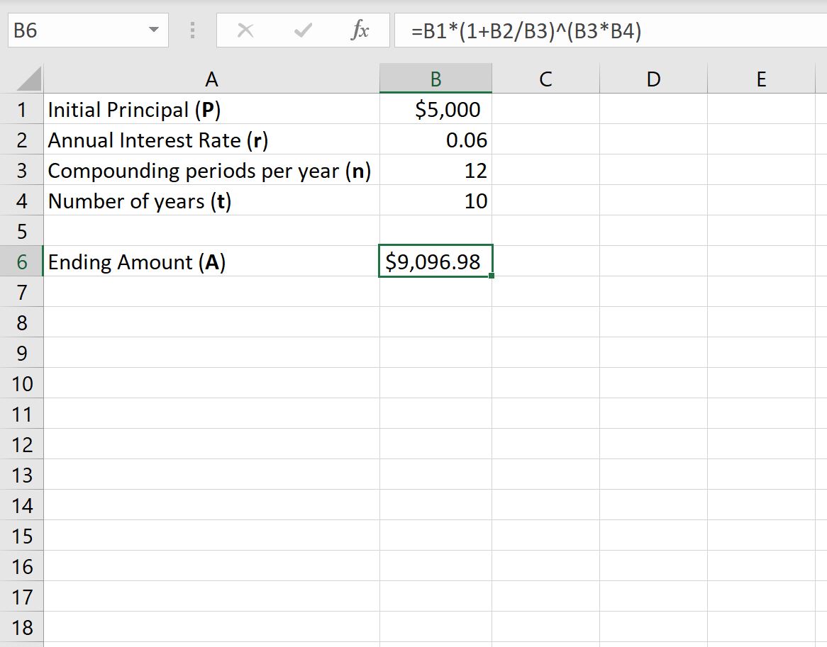 Как рассчитать ежемесячные сложные проценты в Excel